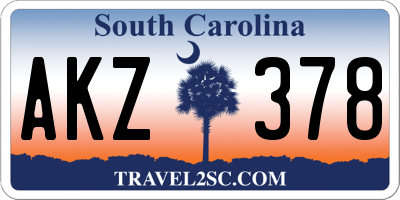 SC license plate AKZ378