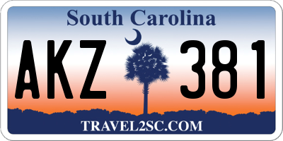 SC license plate AKZ381