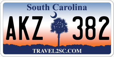 SC license plate AKZ382