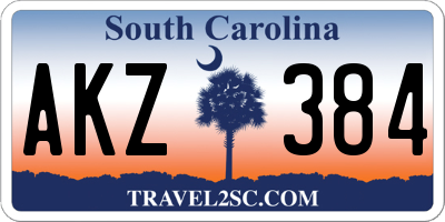 SC license plate AKZ384