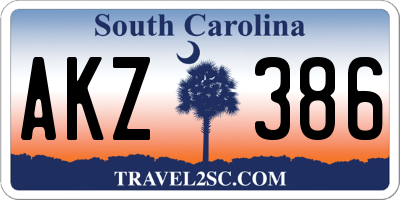 SC license plate AKZ386