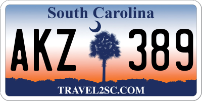 SC license plate AKZ389