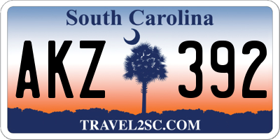 SC license plate AKZ392