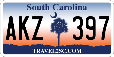 SC license plate AKZ397