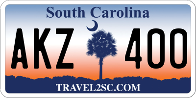 SC license plate AKZ400
