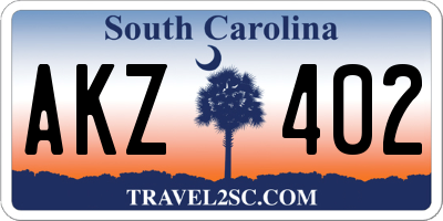 SC license plate AKZ402