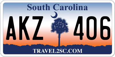 SC license plate AKZ406