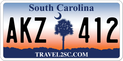 SC license plate AKZ412
