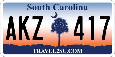SC license plate AKZ417