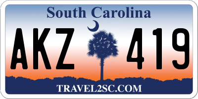 SC license plate AKZ419