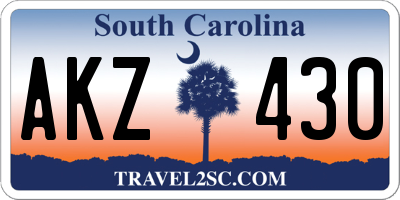 SC license plate AKZ430