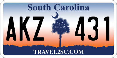 SC license plate AKZ431
