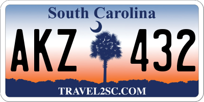 SC license plate AKZ432