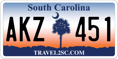 SC license plate AKZ451