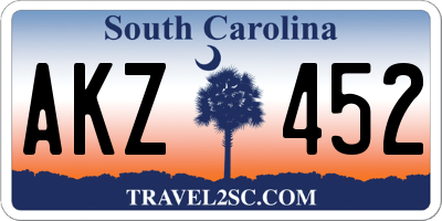 SC license plate AKZ452
