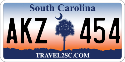 SC license plate AKZ454