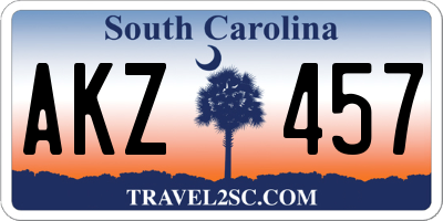 SC license plate AKZ457