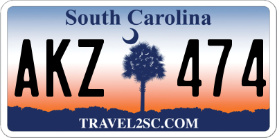 SC license plate AKZ474