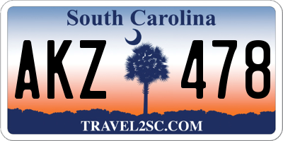 SC license plate AKZ478