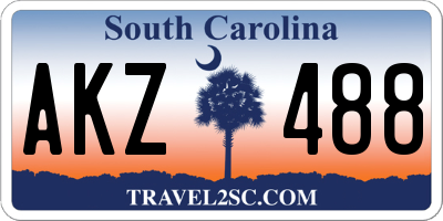 SC license plate AKZ488