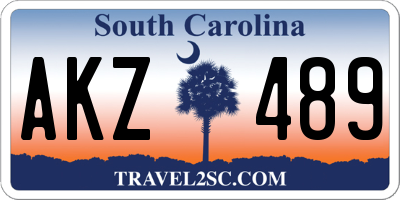 SC license plate AKZ489