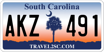 SC license plate AKZ491
