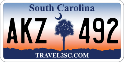 SC license plate AKZ492