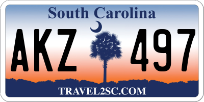 SC license plate AKZ497