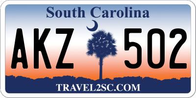 SC license plate AKZ502