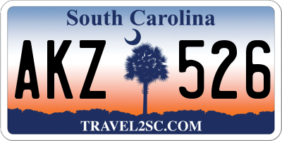 SC license plate AKZ526