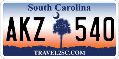SC license plate AKZ540
