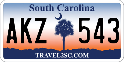 SC license plate AKZ543