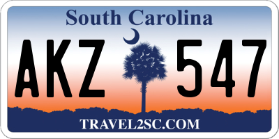 SC license plate AKZ547