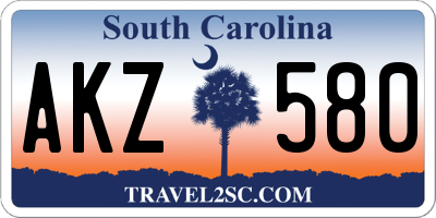 SC license plate AKZ580
