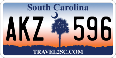 SC license plate AKZ596