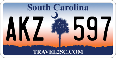 SC license plate AKZ597