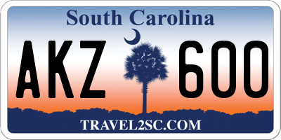 SC license plate AKZ600