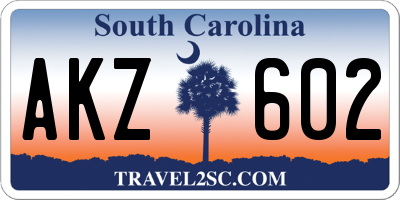 SC license plate AKZ602