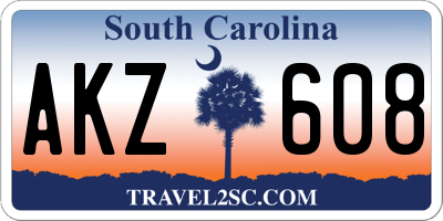 SC license plate AKZ608