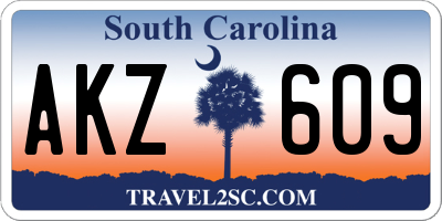 SC license plate AKZ609