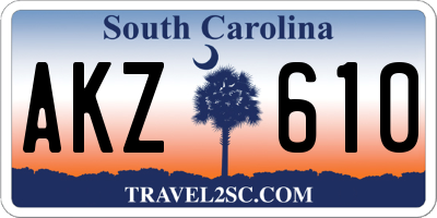 SC license plate AKZ610