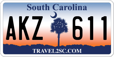 SC license plate AKZ611