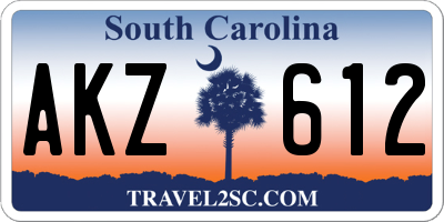 SC license plate AKZ612