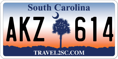SC license plate AKZ614