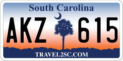 SC license plate AKZ615