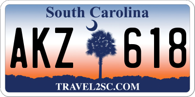 SC license plate AKZ618