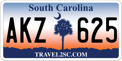 SC license plate AKZ625