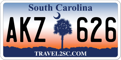 SC license plate AKZ626