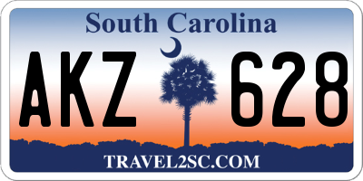 SC license plate AKZ628