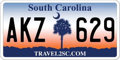 SC license plate AKZ629